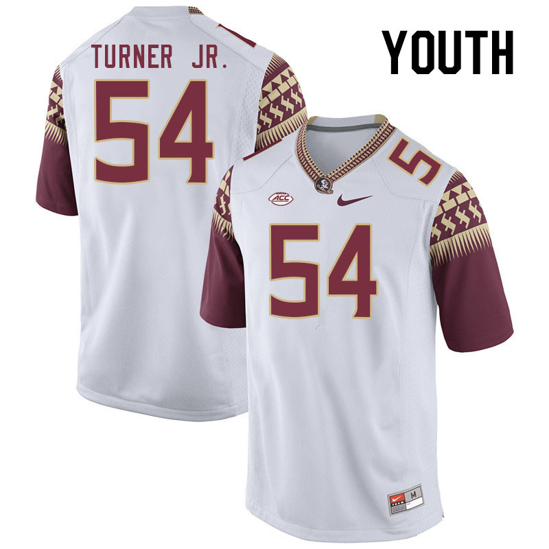 Youth #54 Byron Turner Jr. Florida State Seminoles College Football Jerseys Stitched-White